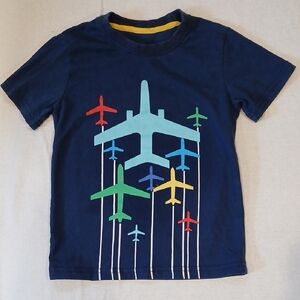 Tea Collection Navy Tee with Multicolored Airplane Fleet